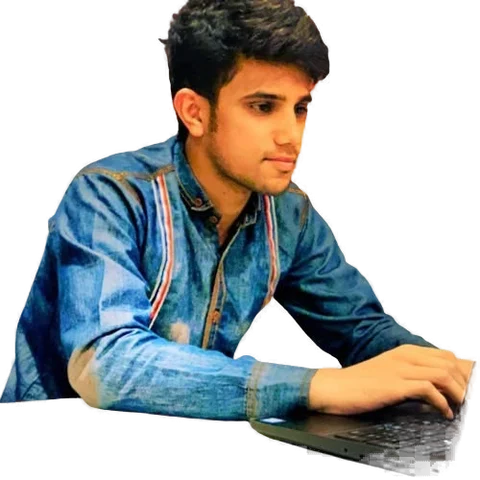 Hamza Moeen, researcher and deep analyst at Blowup Cleaners, working at a laptop